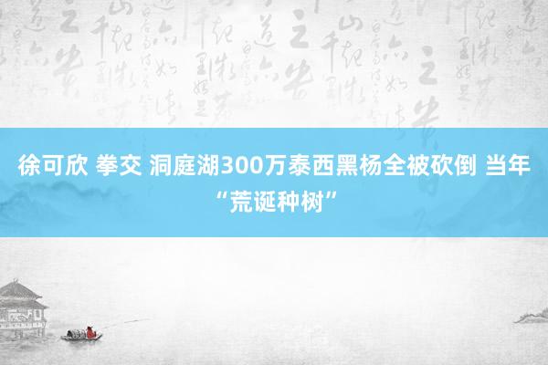 徐可欣 拳交 洞庭湖300万泰西黑杨全被砍倒 当年“荒诞种树”